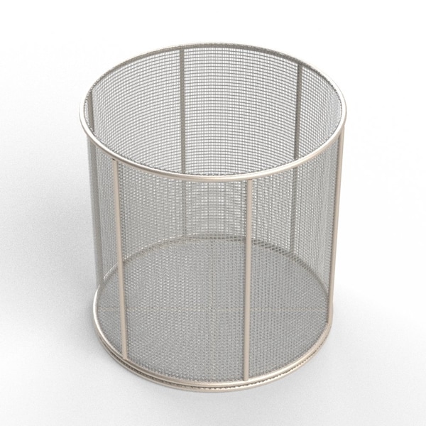 Anysizebasket Round Wire Mesh Basket: 12Dia. x 12H, 304 SS, 1/4 Rod Frame, No Handles, Mesh: 4 x .063 TMT-120RND120-N04S - main